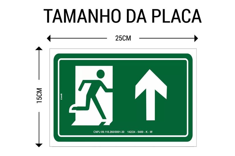 Imagem de Placa Sinalização S3 Rota Fuga Com Seta Para Cima Fotoluminescente 15x25cm PS