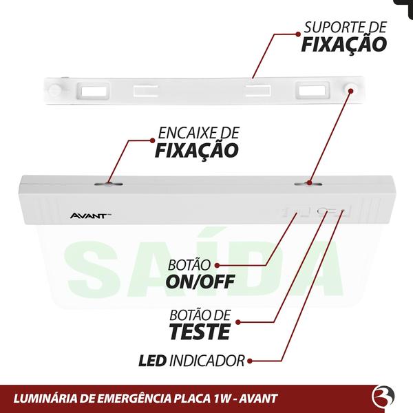 Imagem de Placa Sinalização Saída 6000k Led 1 Lado Bivolt 1w Verde - Avant