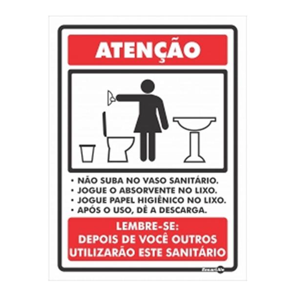 Imagem de Placa Sinalizadora 150x200mm NÃO SUBA VASO SANITÁRIO MULHER Ref PS102 ENCARTALE