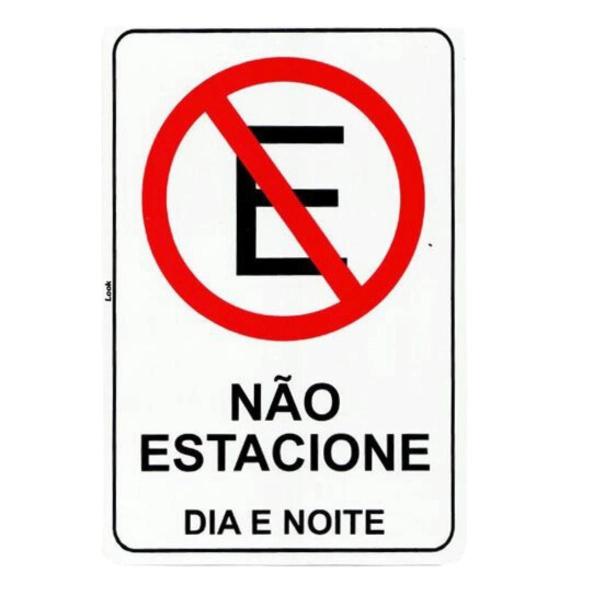 Imagem de Placa Sinalizadora Não Estacione Dia e Noite 20x30cm Unidade