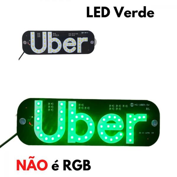 Imagem de Placa Uber Painel Luminoso Led Usb Parabrisa Vidro Letreiro