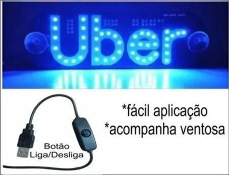 Imagem de Placa Uber Para Carro Led Letreiro Motorista De Aplicativo - USB VENTOSA