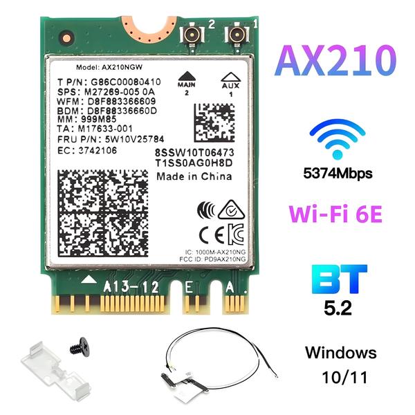 Imagem de Placa Wi-Fi 6E AX210 Tri-Band (2.4G/5GHz/6GHz) - 5374Mbps - Bluetooth 5.3