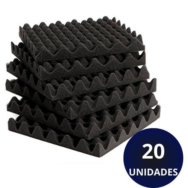 Imagem de Placas Acústicas 20 unid. 50x50x2cm - Absorção de Som - Cinza