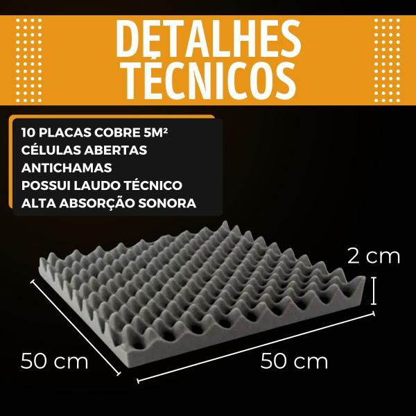 Imagem de Placas Acústicas para Isolamento Sonoro de Ambientes 20 Unid