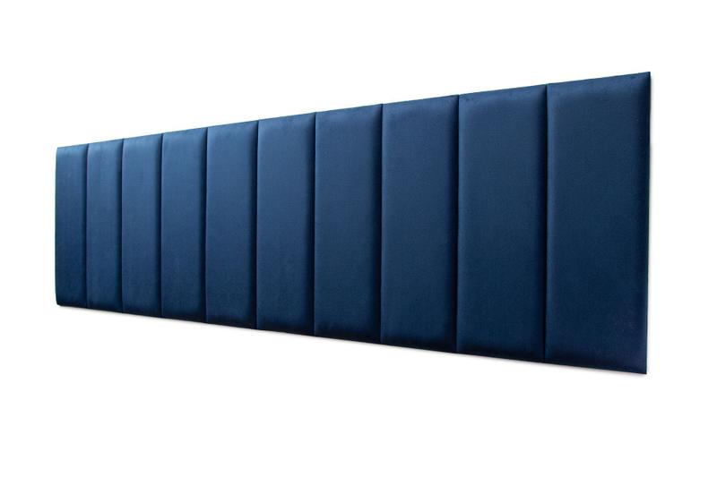 Imagem de Placas Cabeceira Modulada Adesiva King Estofada Suede Azul - 200cm x 60cm Kit 10 Placas