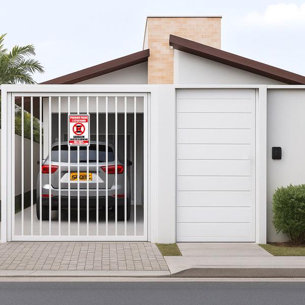 Placas Proibido Parar e Estacionar Lei 20x30 Portão Garagem