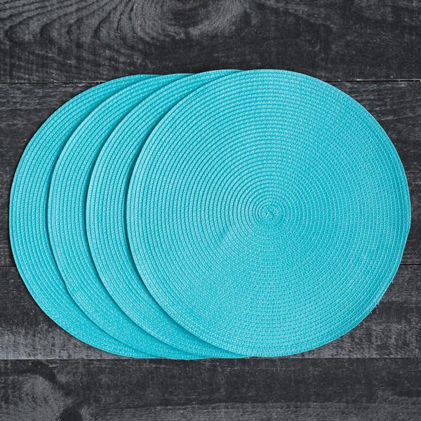 Imagem de Placemats Now Designs Disko Round Turquoise, conjunto de 4