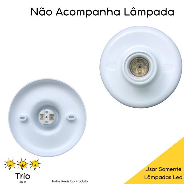 Imagem de Plafon 01 Unidade Soquete E27  Simples Branco Paflon Bocal de Teto Plafonier Plafon Redondo  Soquete E-27 Luminária de Teto Redondo 01 Peças 