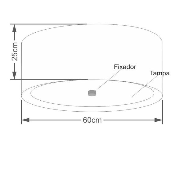 Imagem de Plafon Cilíndrico Duplo Vivare Md-3008 Cúpula Forrada em Tecido 60x25cm - Bivolt