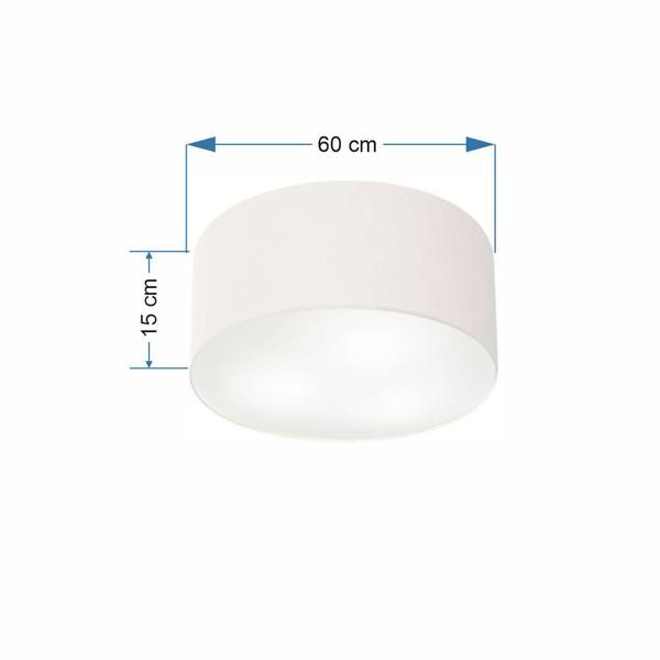 Imagem de Plafon Cilíndrico Md-3013 Cúpula em Tecido 60x21cm Branco - Bivolt