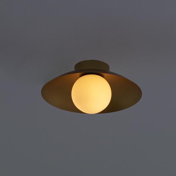 Imagem de Plafon Cuia Sobrepor Dourado Opalino 25cm P/ LED G9 Bella ST2845