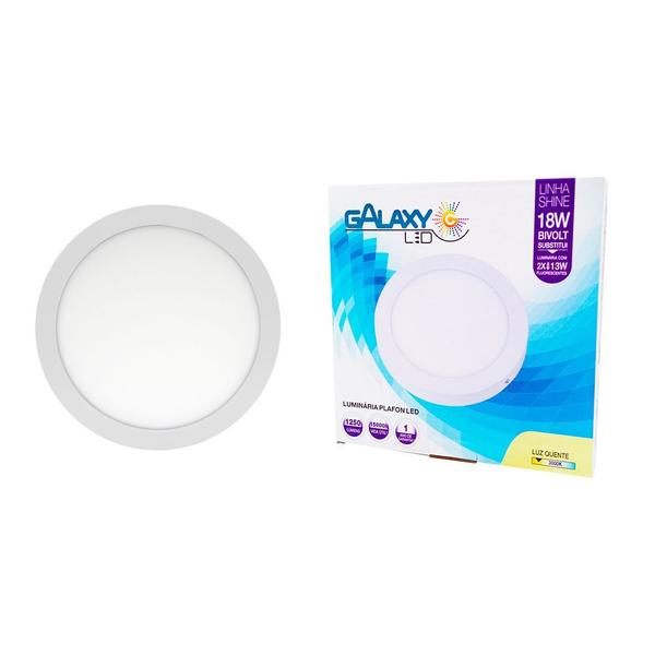 Imagem de Plafon de led redondo sobrepor 18w 3000k branco quente bivolt  galaxy