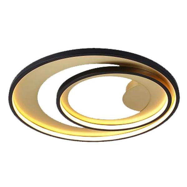 Imagem de Plafon de sobrepor loop preto e dourado (d)62 + 42cm (a)5,2cm 1x48w 3000k 1500lm led