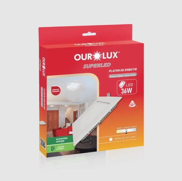 Imagem de Plafon Embutido Led Quadrado 36w 4000k Ourolux