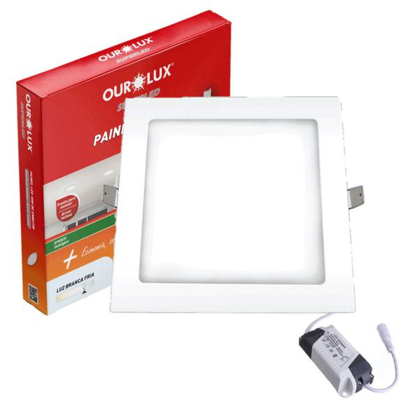 Imagem de Plafon Embutir 18w LED Spot Luminaria Quadrado Bivolt Luz Branco Pronto P/ Instalar Driver Incluso