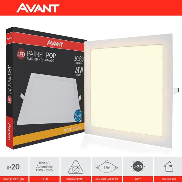 Imagem de Plafon Embutir 24w Led Quadrado Painel Spot Luminaria Avant