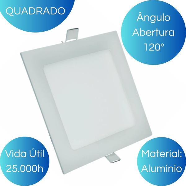 Imagem de Plafon Embutir Quadrado 22x22 de Alumínio 18w Led Branco Quente 3000K Para Decoração Chique de Casa