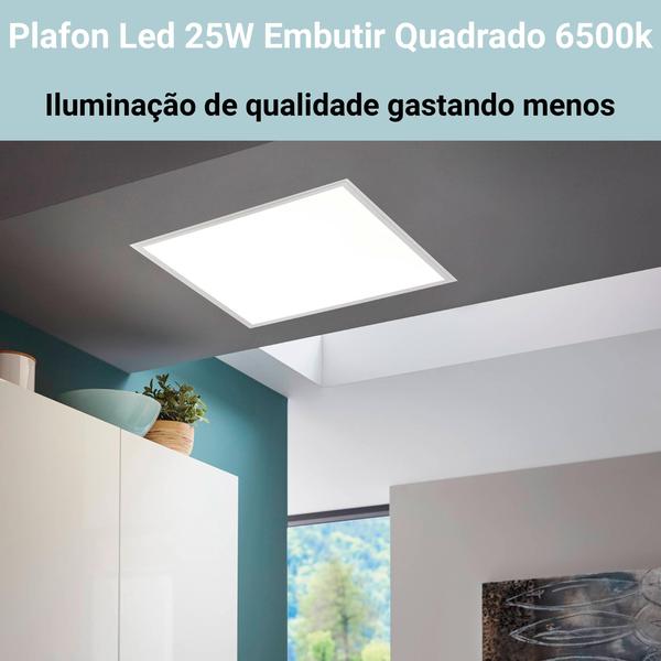 Imagem de Plafon Led 25W Embutir Quadrado 6500K  Branco Frio Bivolt Quadrado