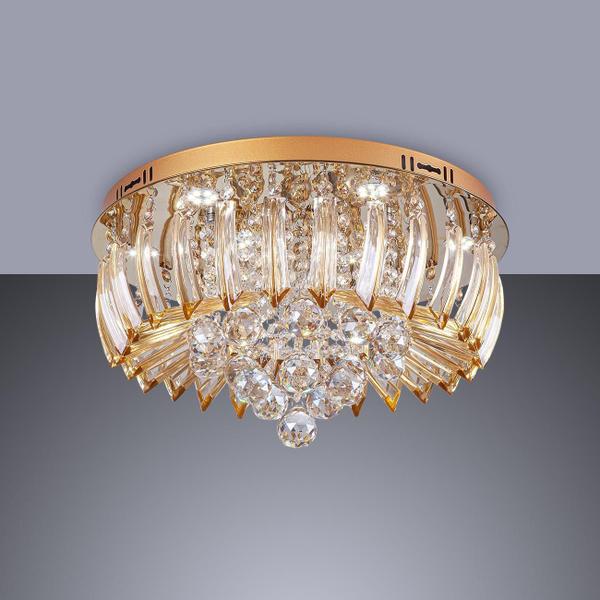 Imagem de Plafon Led Cristal E Acrílico Greta 45Cm 24W Dourado 3000K