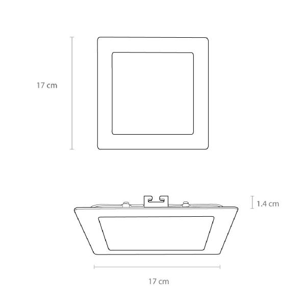 Imagem de Plafon Led Embutir Quadrado Preto 12w Yamamura