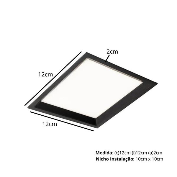 Imagem de Plafon Led Embutir Recuado 12w 3000k Low Frame Preto Bella DLD012QB