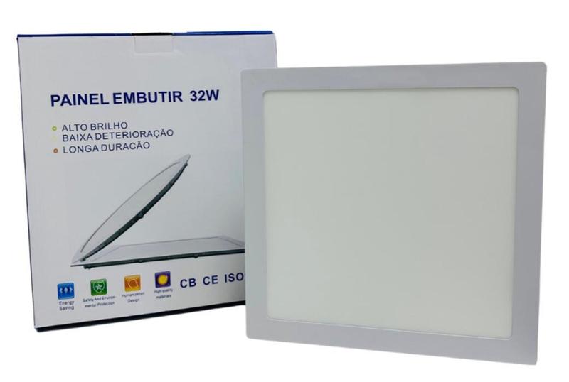 Imagem de Plafon Led Painel Ilumimax 32w Quadrado Embutir Branco Frio 6500k 30cm x 30cm Para Gesso Teto