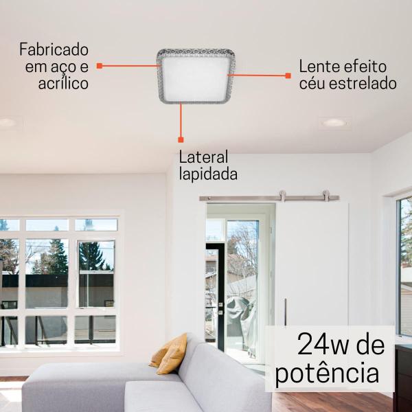 Imagem de Plafon Led pontilhado liso sobrepor Shine 24w Ajustavel