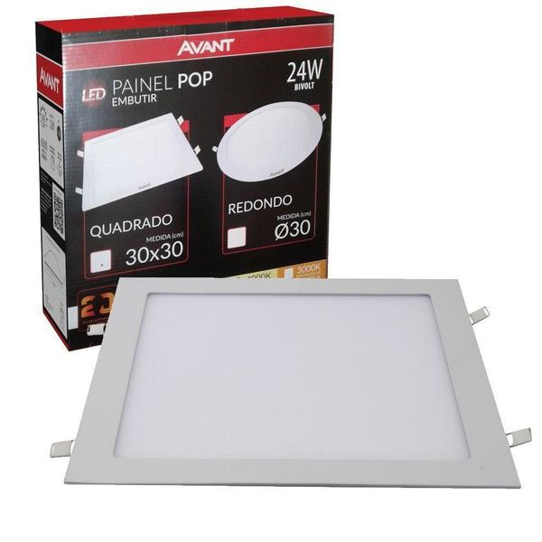 Imagem de Plafon Led Quadrado 24W Painel Embutir Slim Branco Quente