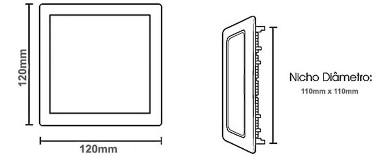 Imagem de Plafon Led Quadrado Embutir 6W Branco Quente 12Cm X 12Cm