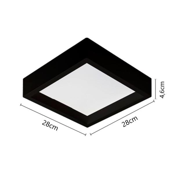 Imagem de Plafon Led Quadrado Recuado 24w Preto 3000k Nordecor