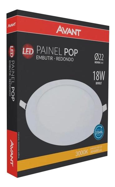 Imagem de Plafon Led Redondo Embutir 18w Branco Quente 3000k Luz Amarelada Avant