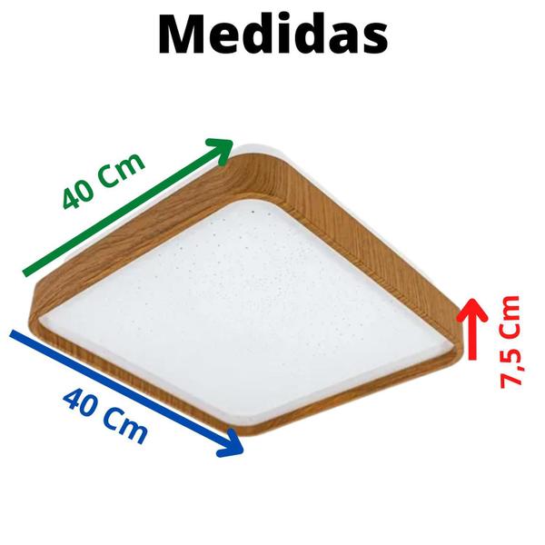 Imagem de Plafon Led Sobrepor Amadeirado 24W Metal Acrílico 40Cm Opus