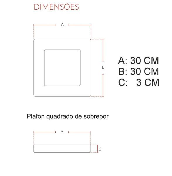 Imagem de Plafon Led Sobrepor Quadrado 24w Branco Frio 6500k Avant