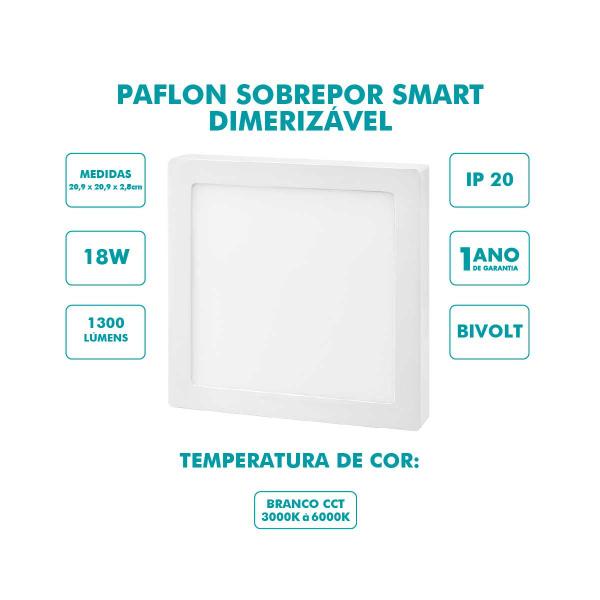 Imagem de Plafon LED Sobrepor Smart 18W Quadrado Dimerizável 1300lm 3000K a 6000K Gaya