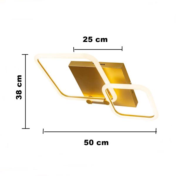 Imagem de Plafon LED Space Square Double 36W 3000K Luz Branco Quente  Bronzearte Llum