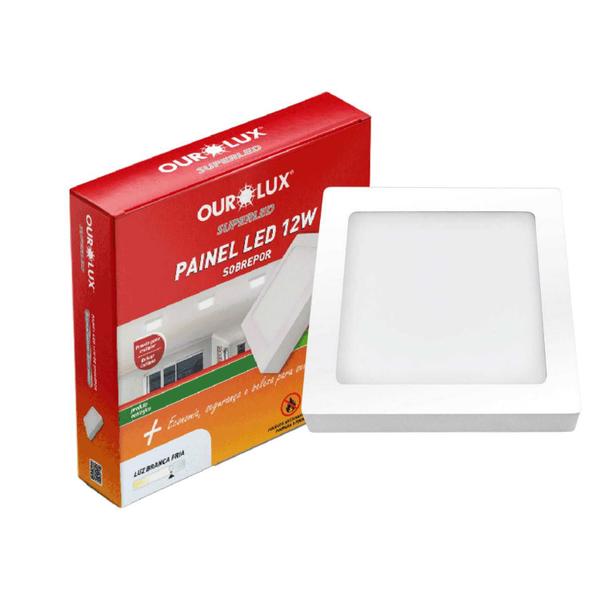 Imagem de Plafon Luminária Painel Superled 12w de Sobrepor Bivolt 6400k Quadrado Ourolux