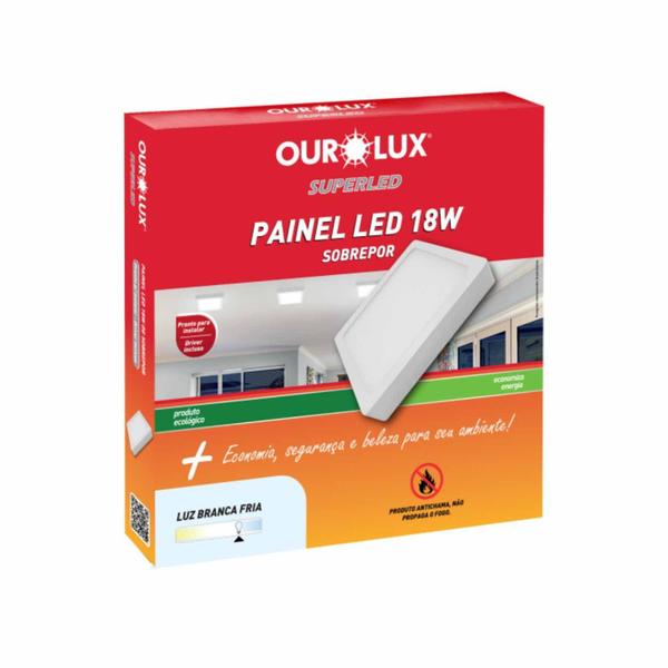 Imagem de Plafon Luminária Painel Superled 18w de Sobrepor Bivolt 6500k Quadrado Ourolux