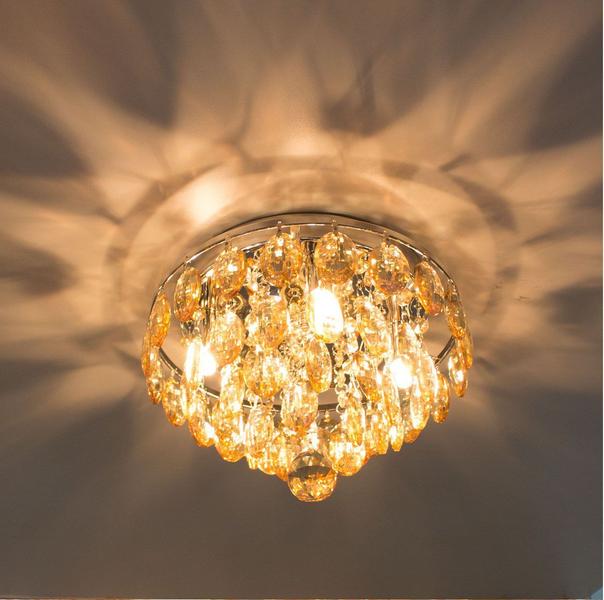 Imagem de Plafon Lustre Cristal K9 Ambar Bella Iluminação Hu1101a 27cm + 4 led G9 5w 3000K St594