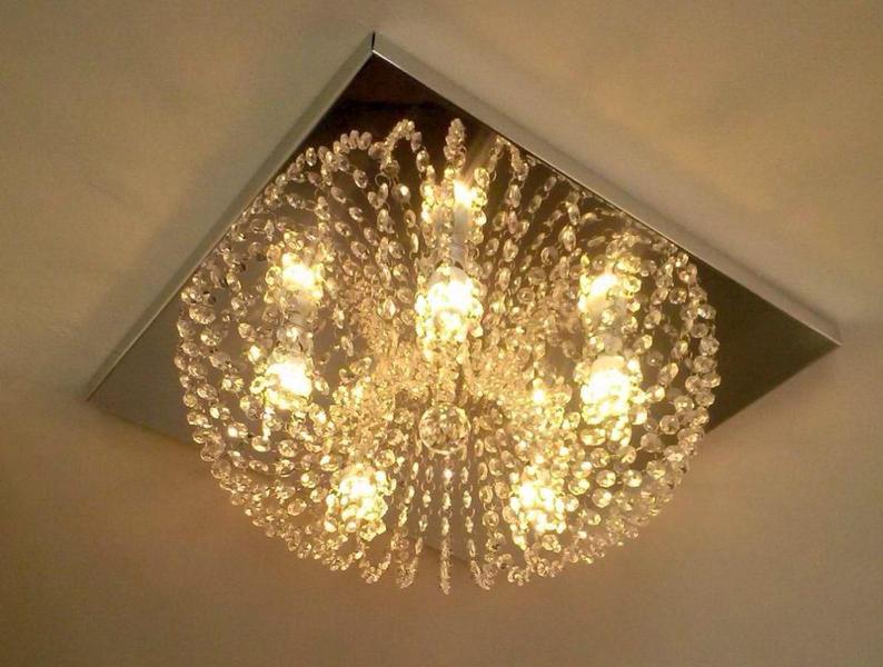 Imagem de Plafon Lustre De Cristal  Quadrado 42Cm    Living Loft