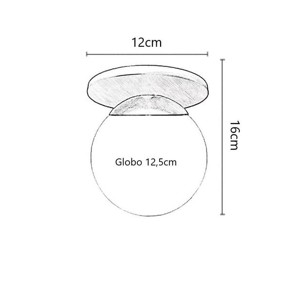 Imagem de Plafon Moderno Dourado Globo de Vidro Sala Corredor Lavabo