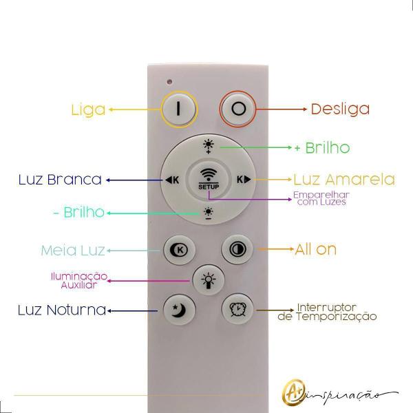 Imagem de Plafon Moderno Led Branco Multicolor Com Controle Dimmer 72W