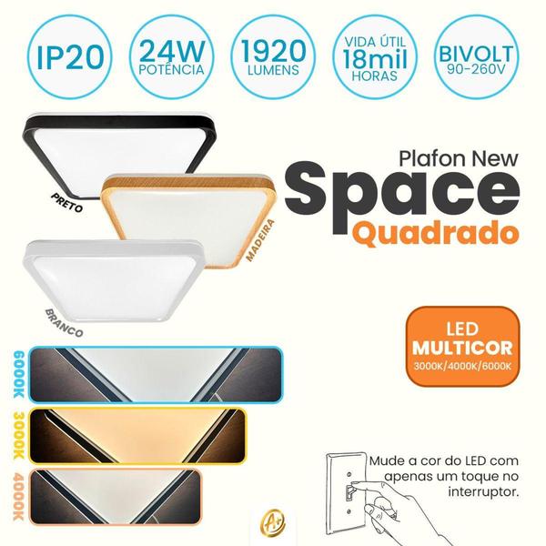 Imagem de Plafon New Space Led Multicor 3K/4K/6K 40cm 24W - S&L Iluminação