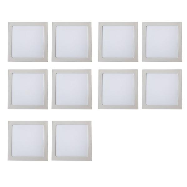 Imagem de Plafon Painel 18w Led Quadrado Embutir Luminária Kit c/ 10