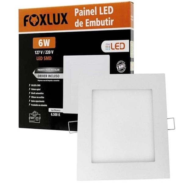 Imagem de Plafon Painel Foxlux LED 12cm Quadrado Embutir 6w 6,5k