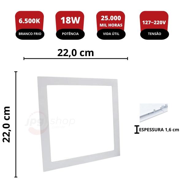 Imagem de Plafon Painel Led 18w Branco Frio Luminária Quadrado Embutir