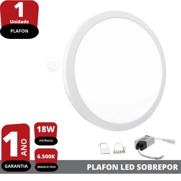 Imagem de Plafon Painel Led 18w Branco Frio Luminária Redondo Sobrepor