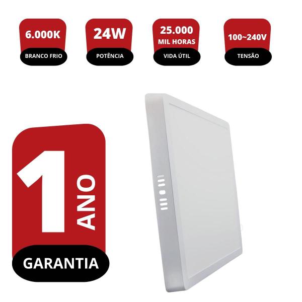 Imagem de Plafon Painel Led 24w Branco Frio Quadrado Sobrepor