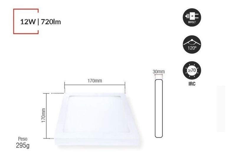 Imagem de Plafon Painel Led Sobrepor Quadrado 12w 6k