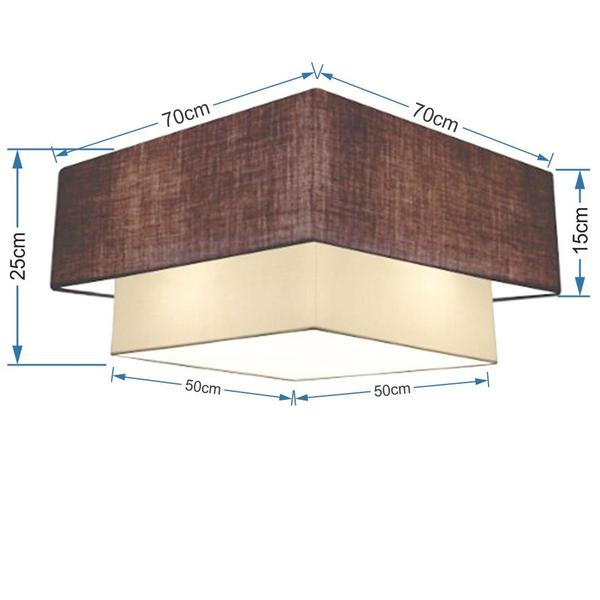 Imagem de Plafon Para Sala Quadrado SL-3018 Cúpula Cor Café Bege